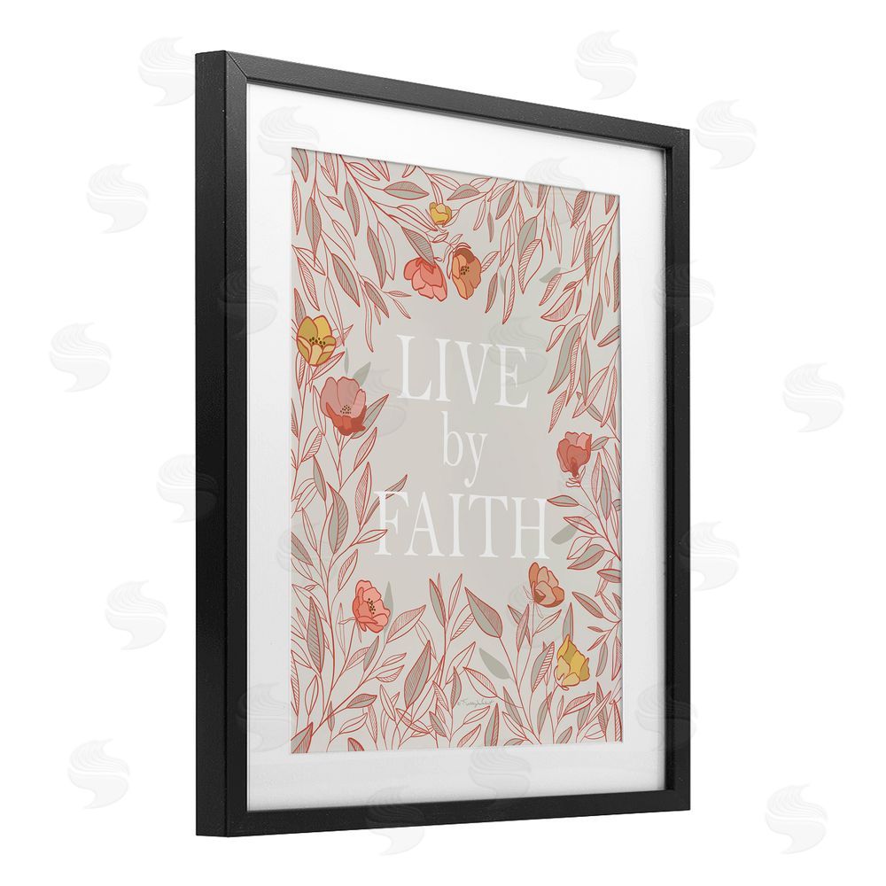 Kelley Talent Live By Faith Rosy Florals Black Framed Print Under Glass Wall Art