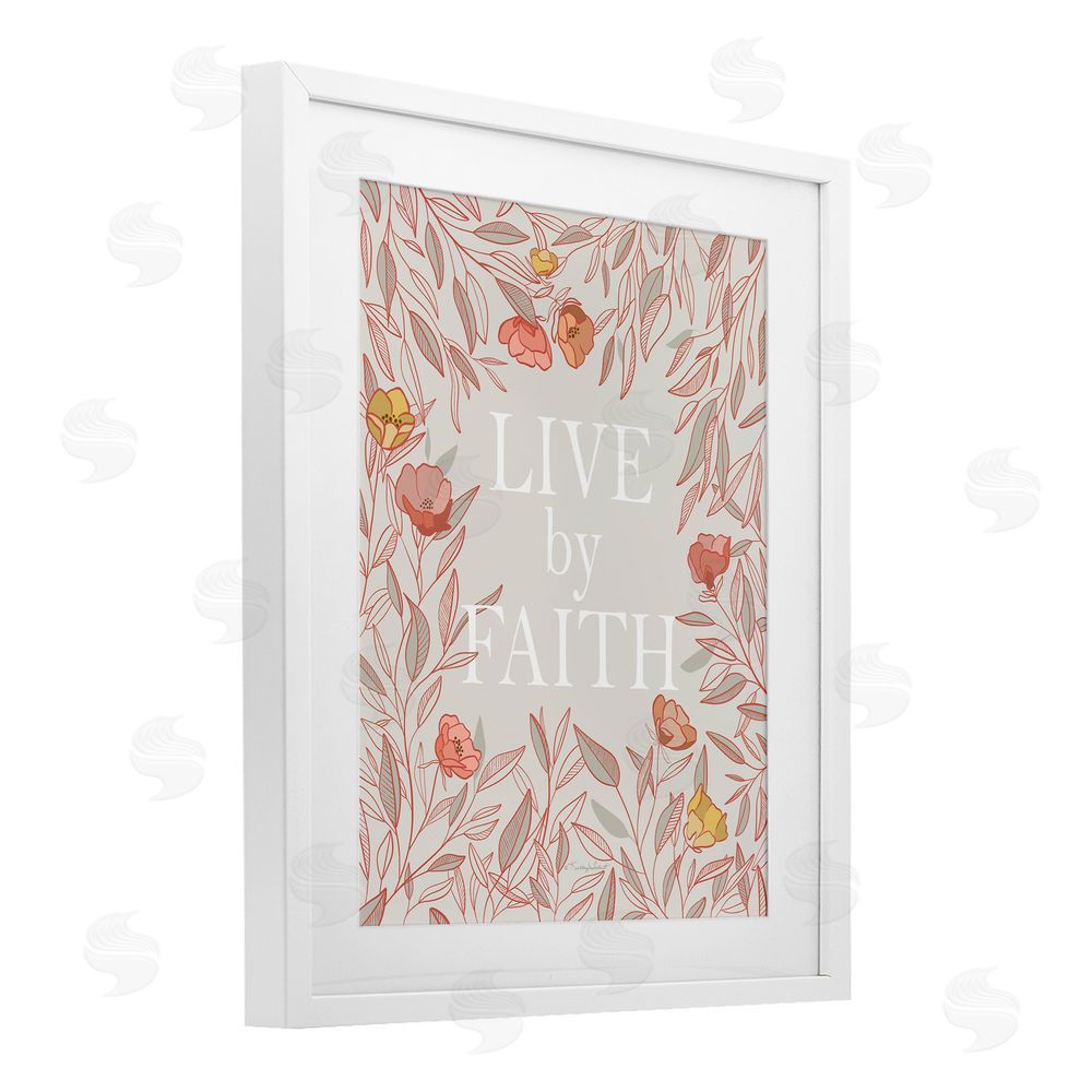 Kelley Talent Live By Faith Rosy Florals White Framed Print Under Glass Wall Art