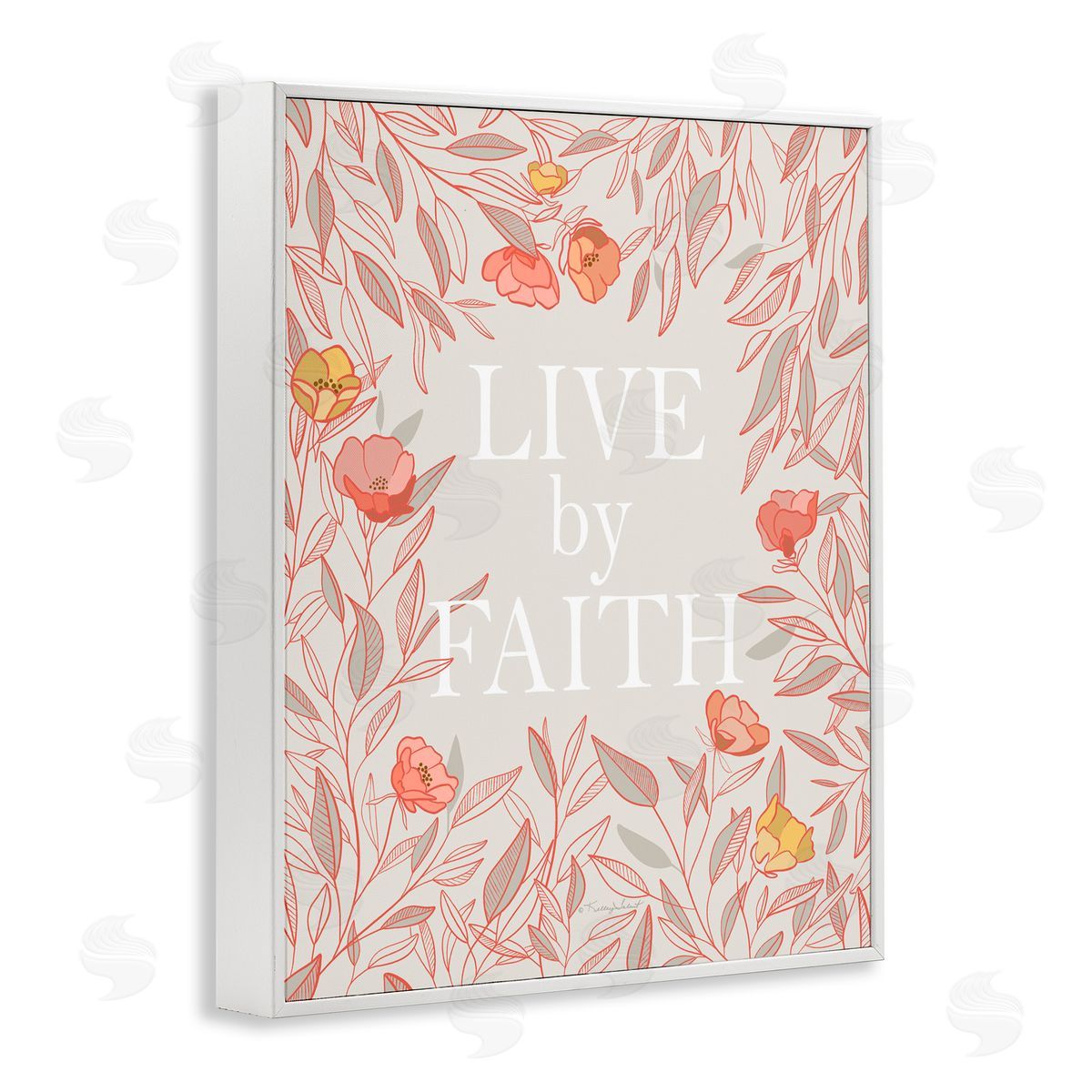 Kelley Talent Live By Faith Rosy Florals White Framed Giclee Print Wall Art