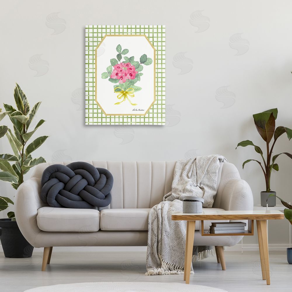 Lee Ann Sanders Botanical Story on Grid Pattern Stretched Canvas Wall Art Print in Room