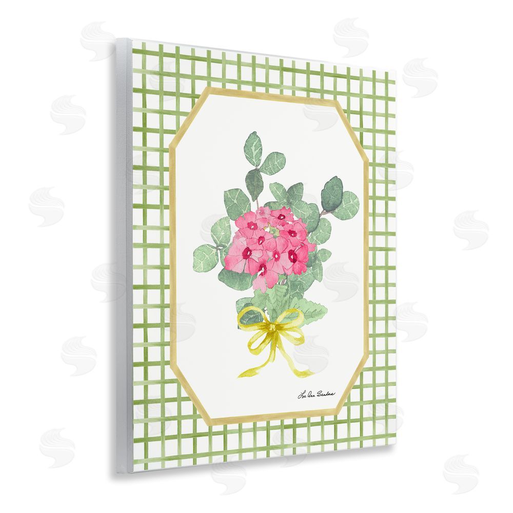 Lee Ann Sanders Botanical Story on Grid Pattern Wooden Wall Plaque Art Print
