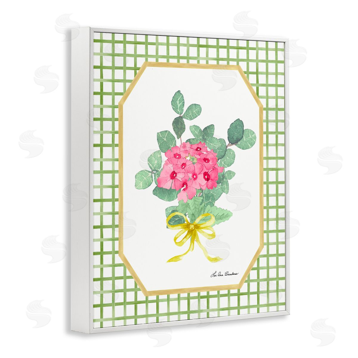 Lee Ann Sanders Botanical Story on Grid Pattern White Framed Giclee Print Wall Art