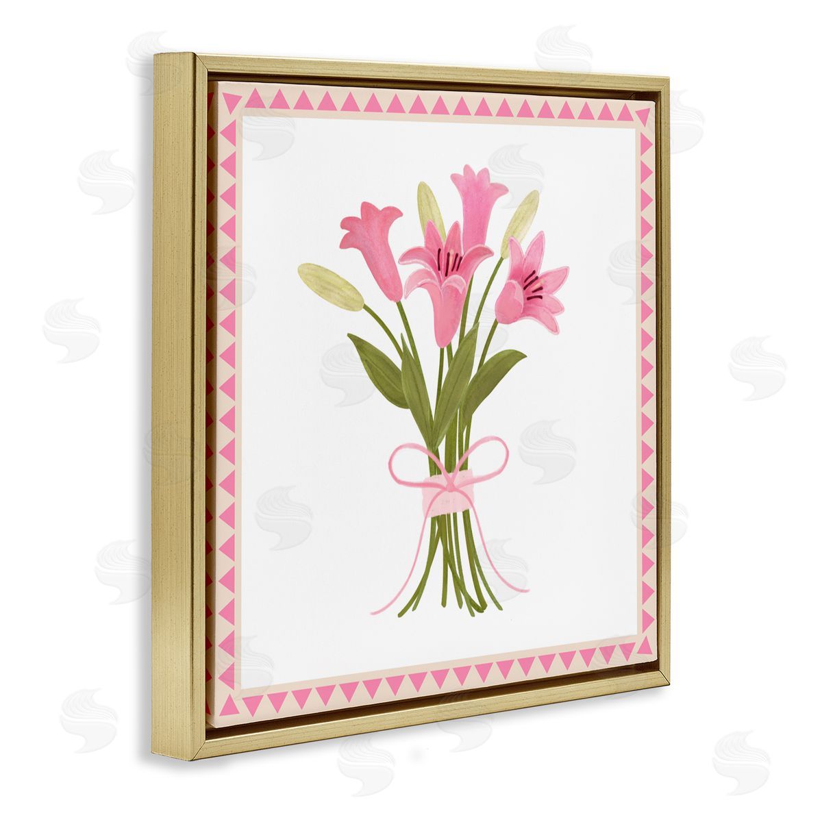 Adrienne Morris Pink Spring Lily Bouquet Gold Floating Frame Canvas Wall Art Print