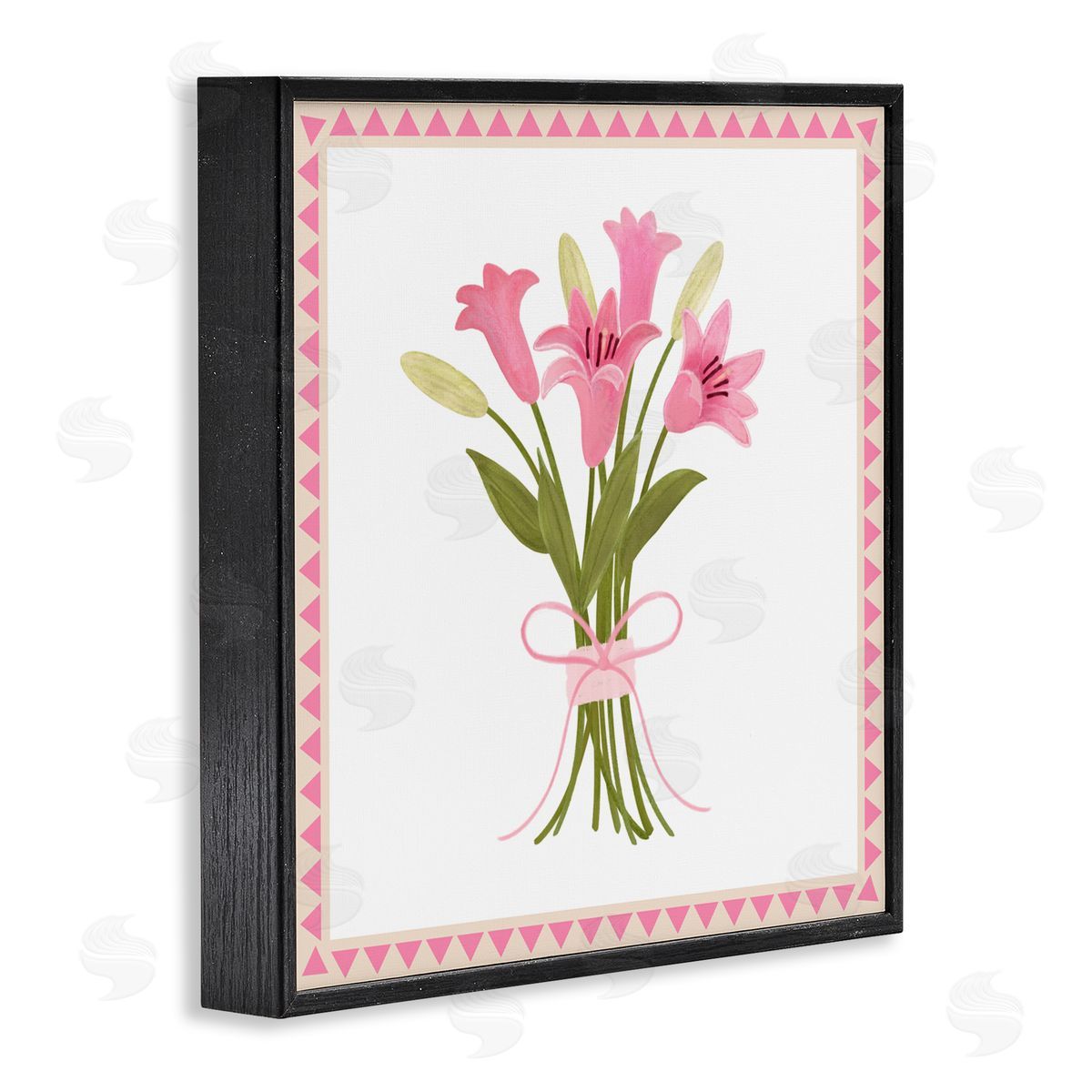 Adrienne Morris Pink Spring Lily Bouquet Black Framed Giclee Wall Art Print