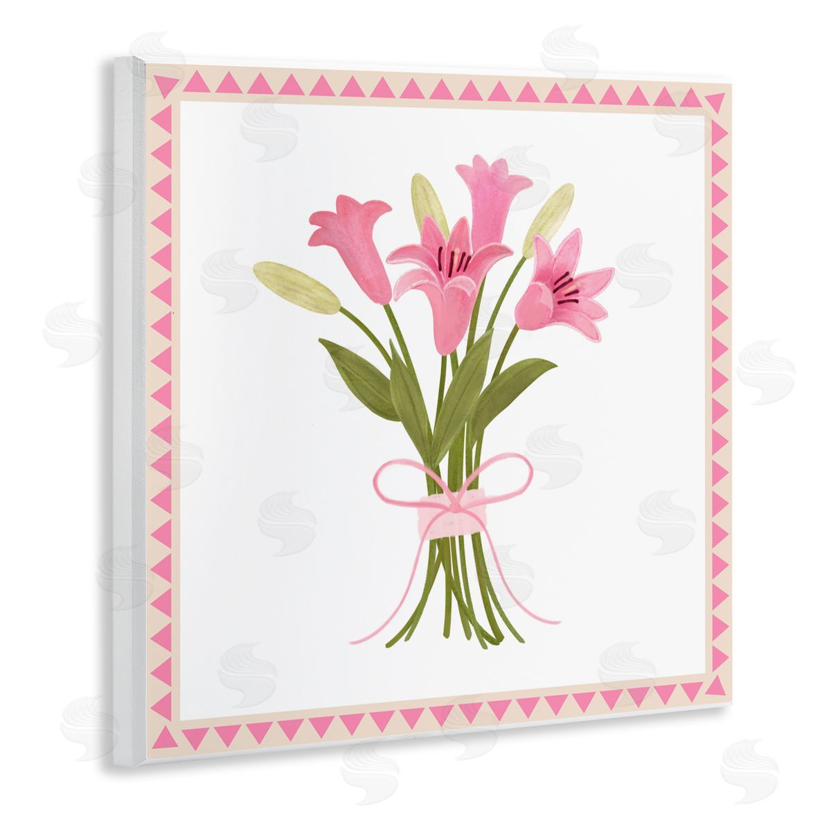 Adrienne Morris Pink Spring Lily Bouquet Wall Plaque Art Print