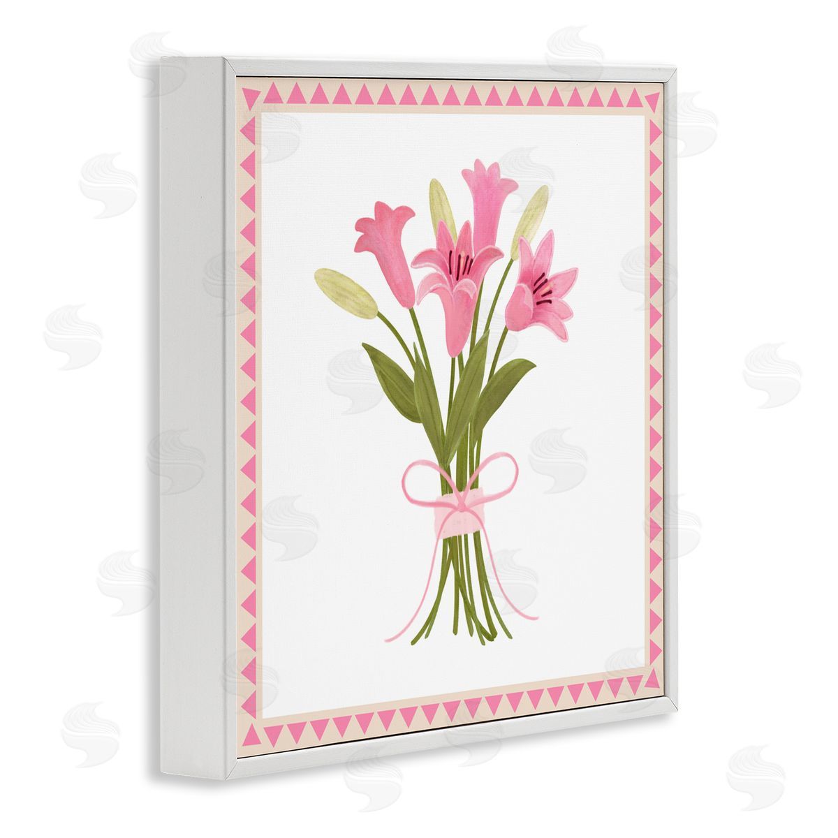 Adrienne Morris Pink Spring Lily Bouquet White Framed Giclee Wall Art Print