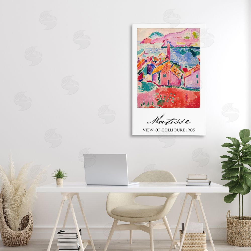 Vintage Hustle View Of Collioure Stretched Canvas Wall Art Print in Room