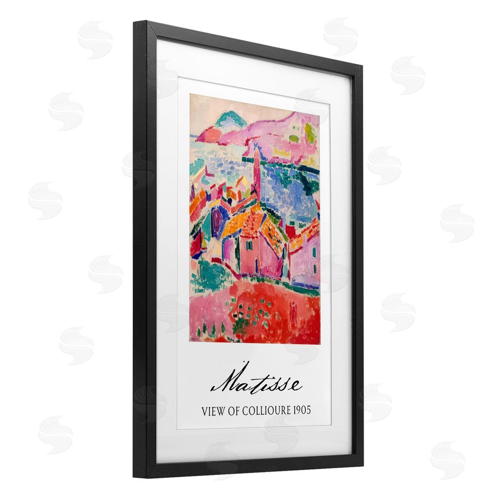 Vintage Hustle View Of Collioure Black Framed Print Under Glass Wall Art