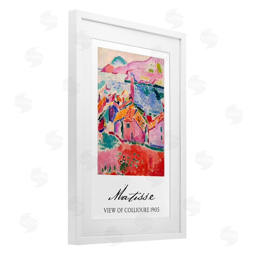 Vintage Hustle View Of Collioure White Framed Print Under Glass Wall Art
