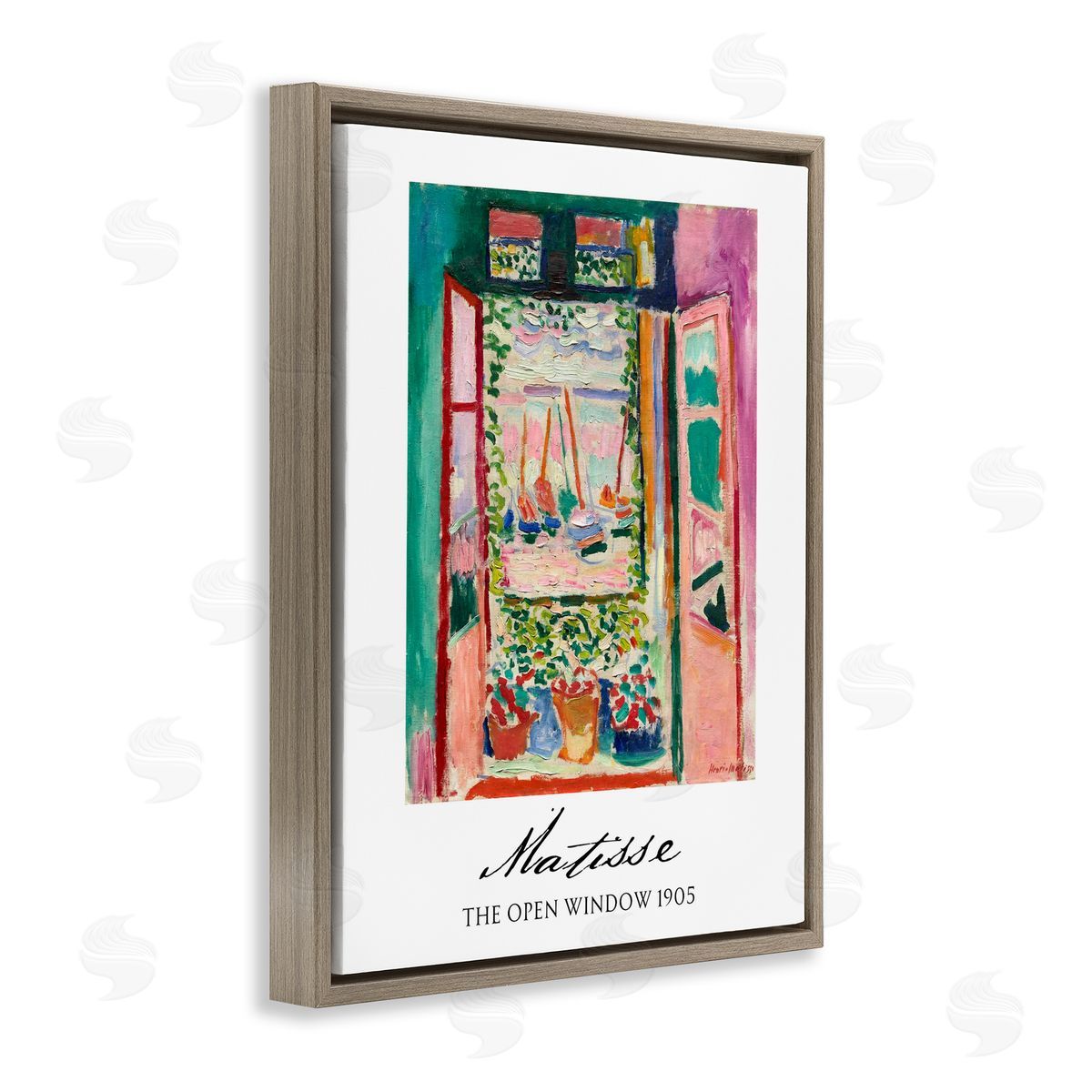 Vintage Hustle The Open Window Matisse Brown Floating Frame Canvas Wall Art Print