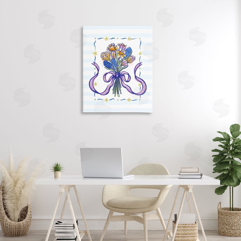 Connie Summers Spring Fresh Ribbon Bouquet Canvas Art on Wall