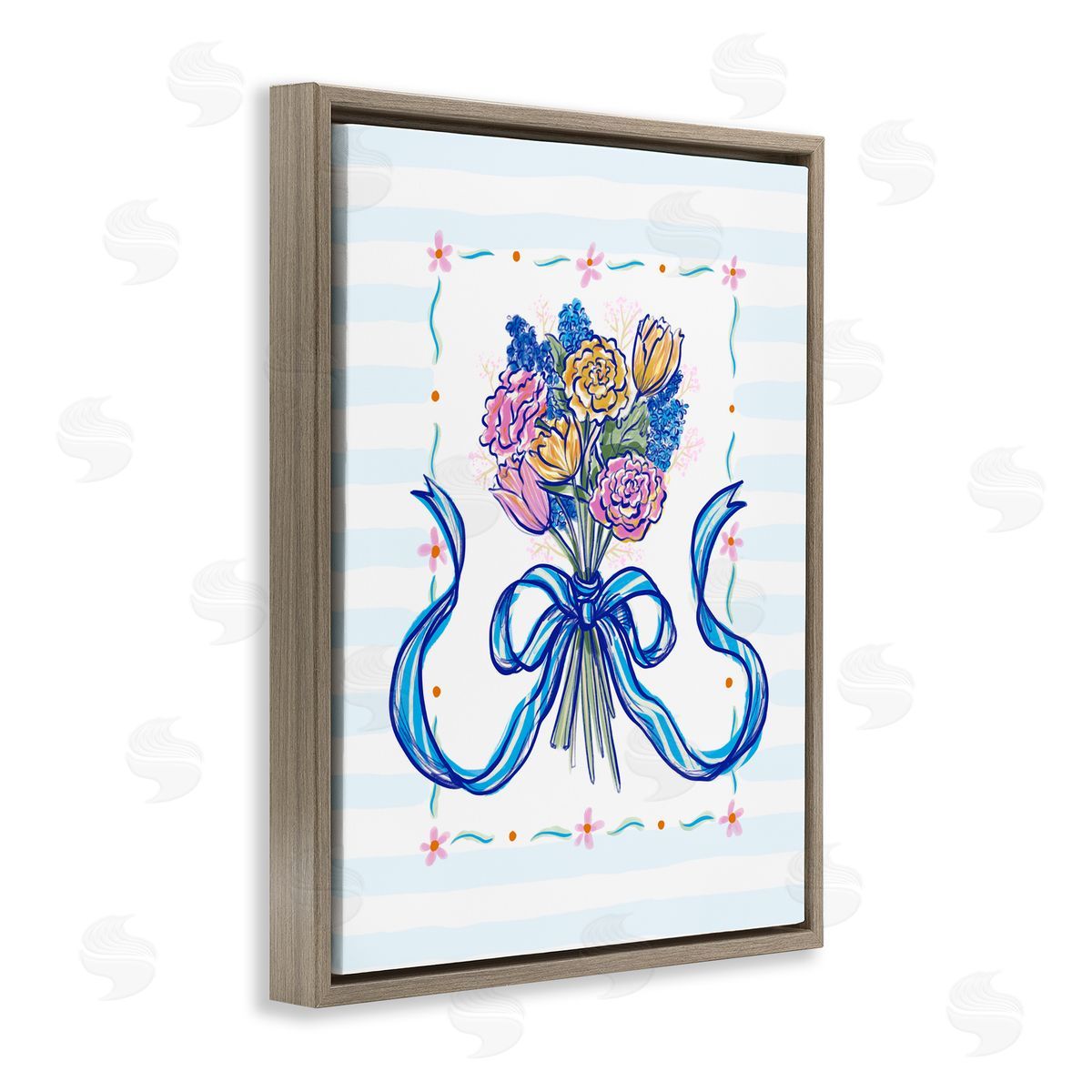 Connie Summers Spring Fresh Ribboned Bundle Brown Floating Frame Canvas Wall Art Print