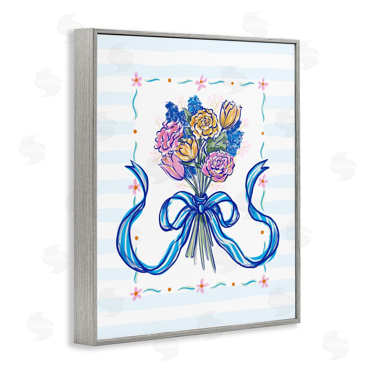 Connie Summers Spring Fresh Ribboned Bundle Gray Framed Giclee Wall Art Print