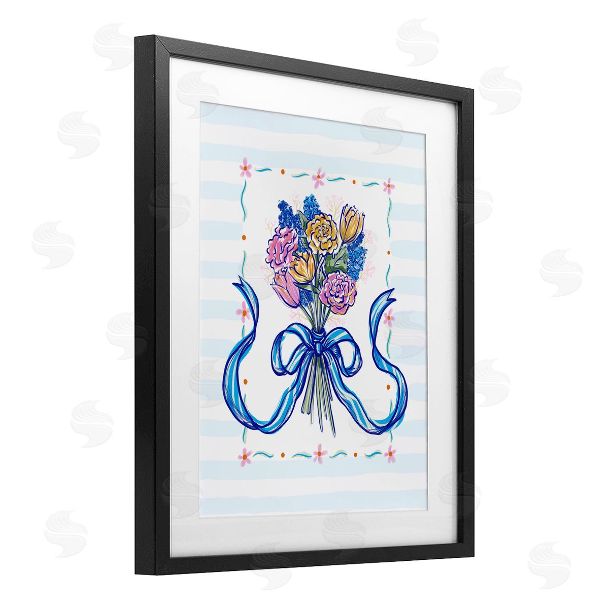 Connie Summers Spring Fresh Ribboned Bundle Black Framed Print Under Glass with White Mat Wall Art