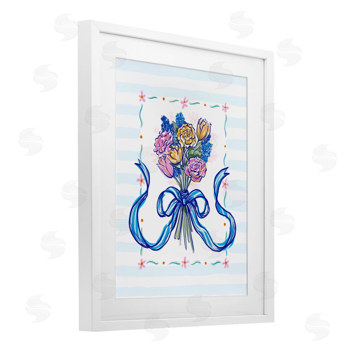 Connie Summers Spring Fresh Ribboned Bundle White Framed Print Under Glass with Mat Wall Art