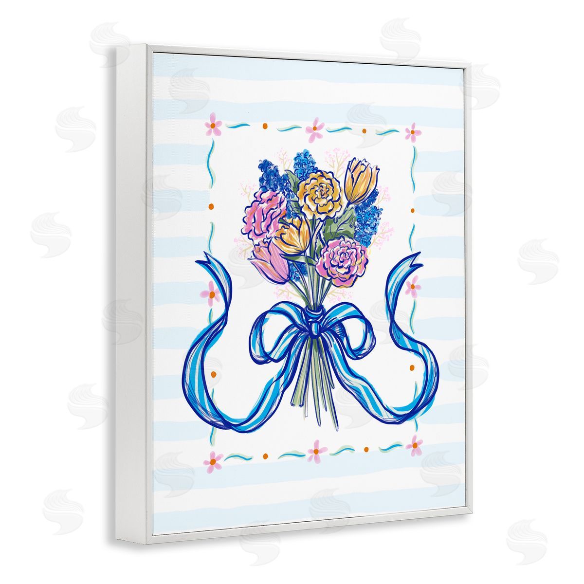 Connie Summers Spring Fresh Ribboned Bundle White Framed Giclee Wall Art Print