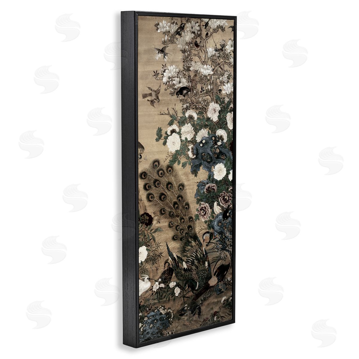 Vintage Hustle Ornate Silk And Moonlight Black Framed Giclee Print Wall Art