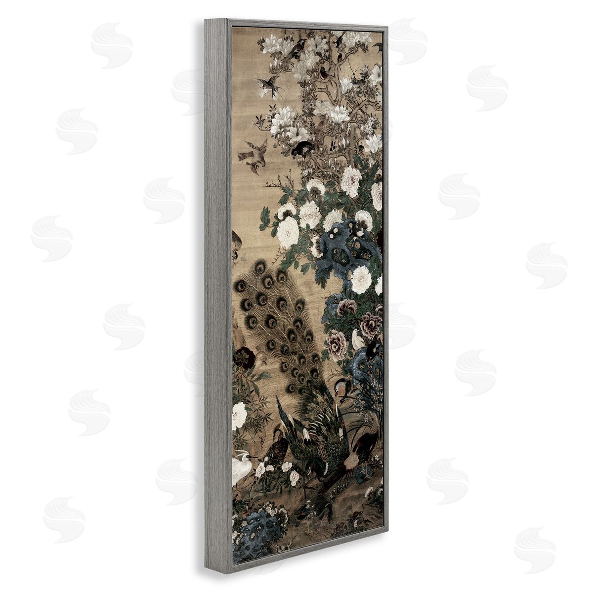Vintage Hustle Ornate Silk And Moonlight Gray Framed Giclee Print Wall Art