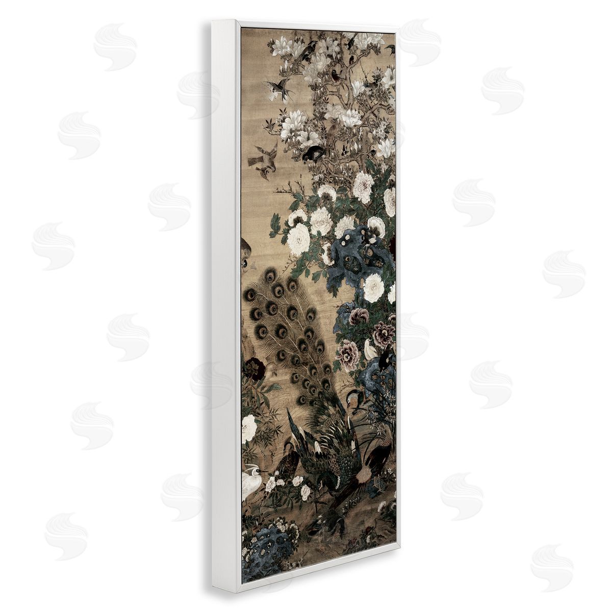 Vintage Hustle Ornate Silk And Moonlight White Framed Giclee Print Wall Art