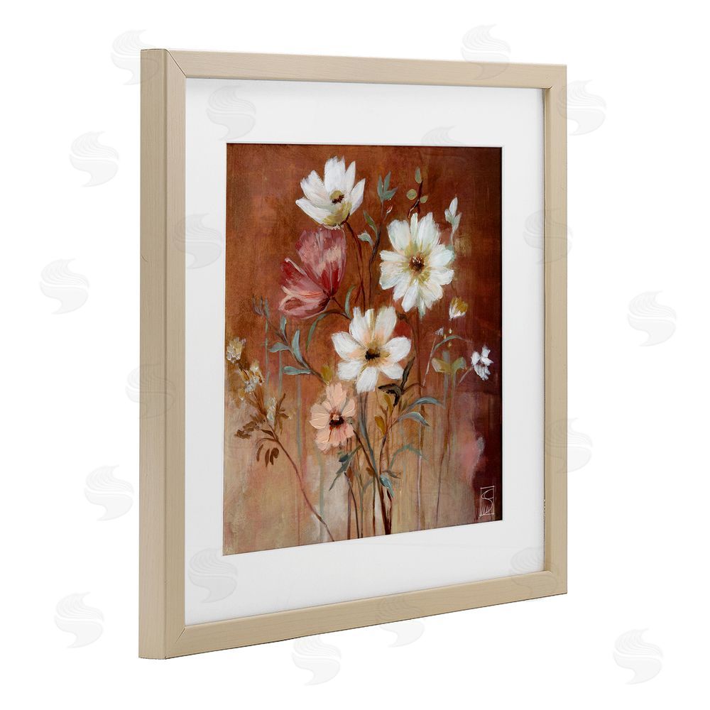 Sara Culpepper Mocha Flowers Collection Brown Framed Print Under Glass Wall Art