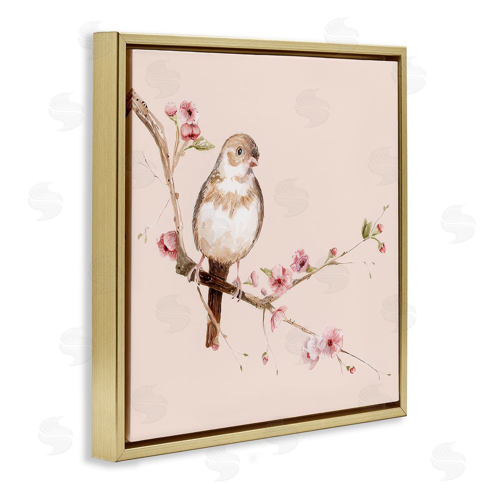 Lisa Wehmeyer Sweetest Brown Bird Gold Floating Frame Canvas Wall Art Print