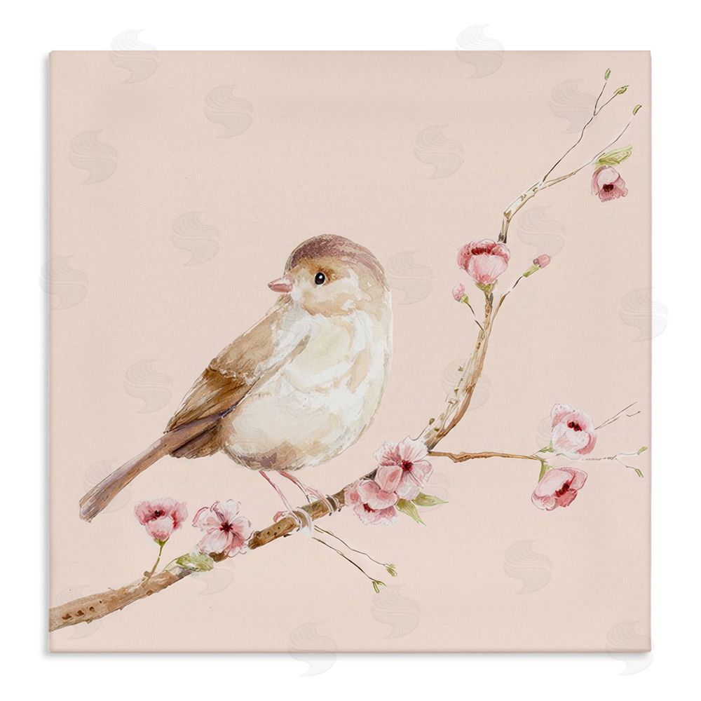 Lisa Wehmeyer Sweet Brown Bird Perched Stretched Canvas Wall Art Print