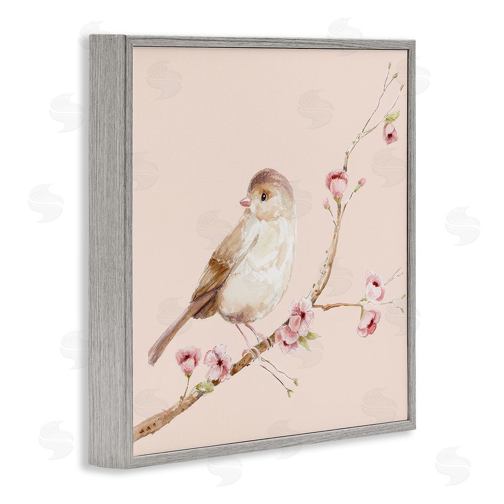 Lisa Wehmeyer Sweet Brown Bird Perched Gray Framed Giclee Print Wall Art