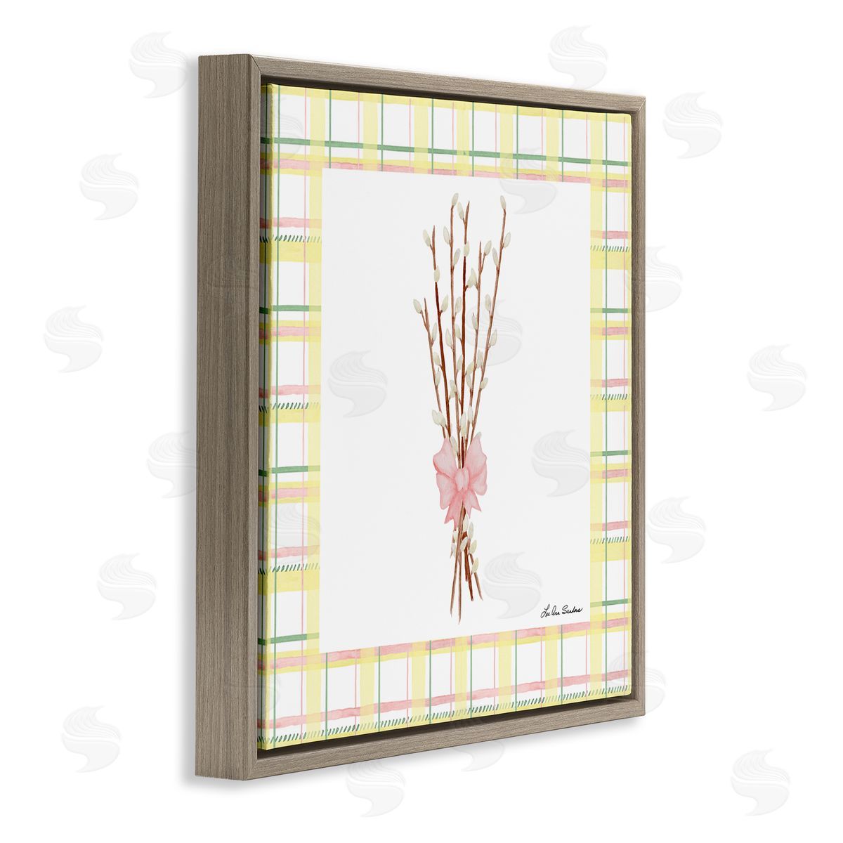 Lee Ann Sanders Pastel Spring Pussy Willow Brown Floating Frame Canvas Wall Art Print