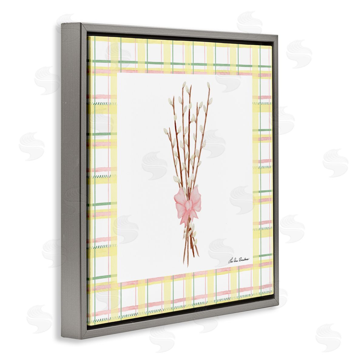 Lee Ann Sanders Pastel Spring Pussy Willow Gray Floating Frame Canvas Wall Art Print