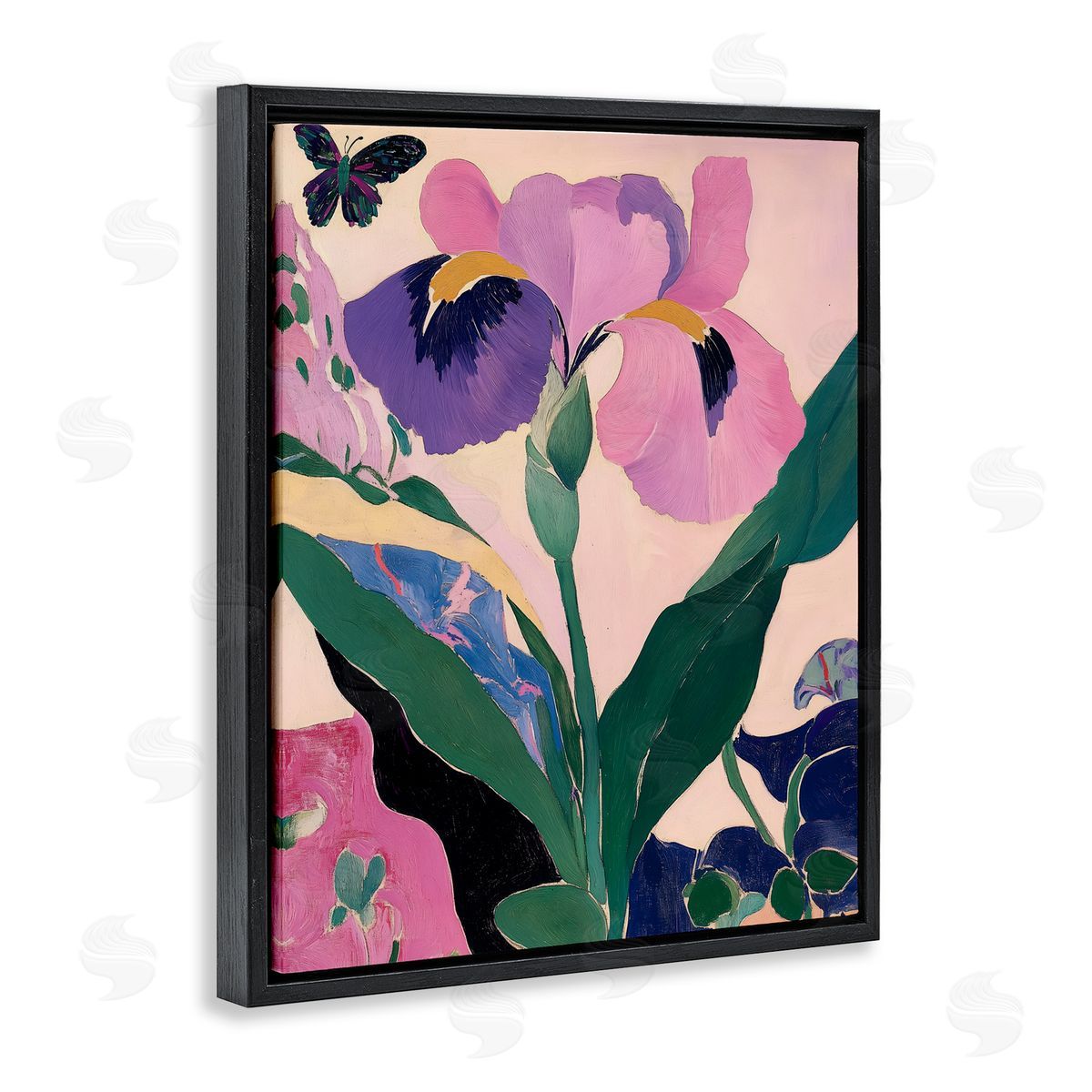Annabelle Hall Modern Iris Smiles Black Floating Frame Canvas Wall Art Print