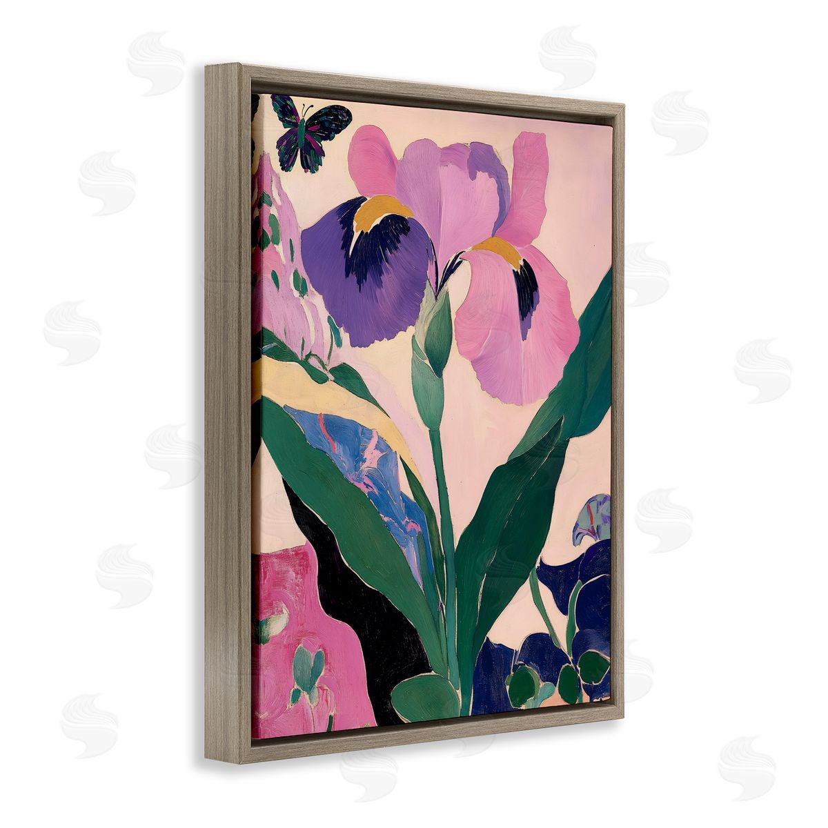 Annabelle Hall Modern Iris Smiles Brown Floating Frame Canvas Wall Art Print