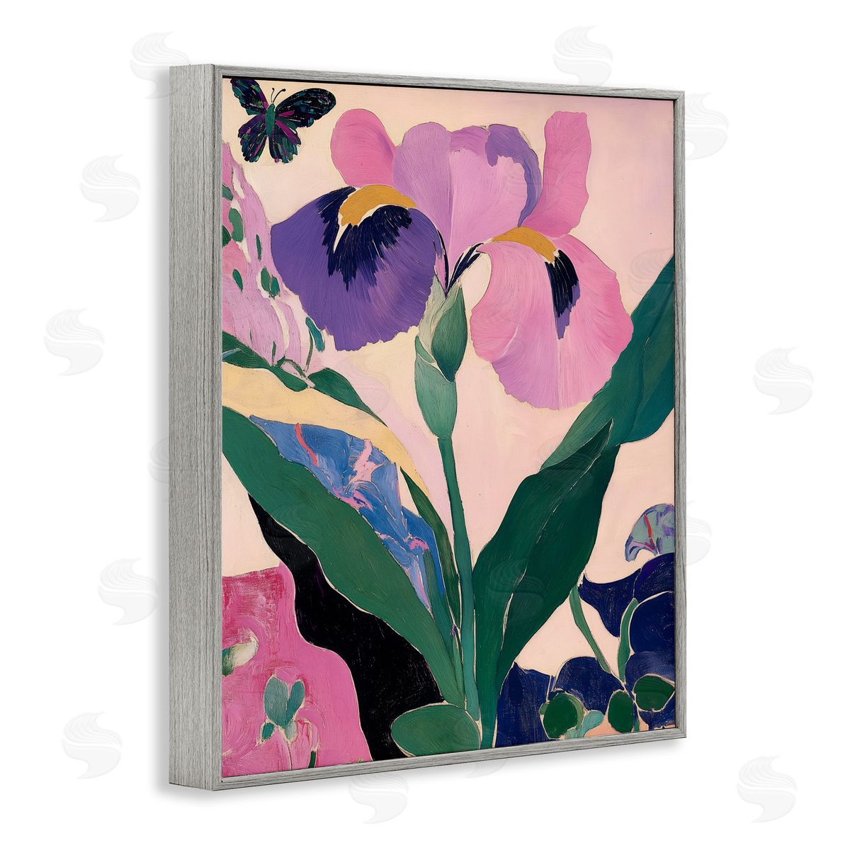 Annabelle Hall Modern Iris Smiles Gray Framed Giclee Wall Art Print