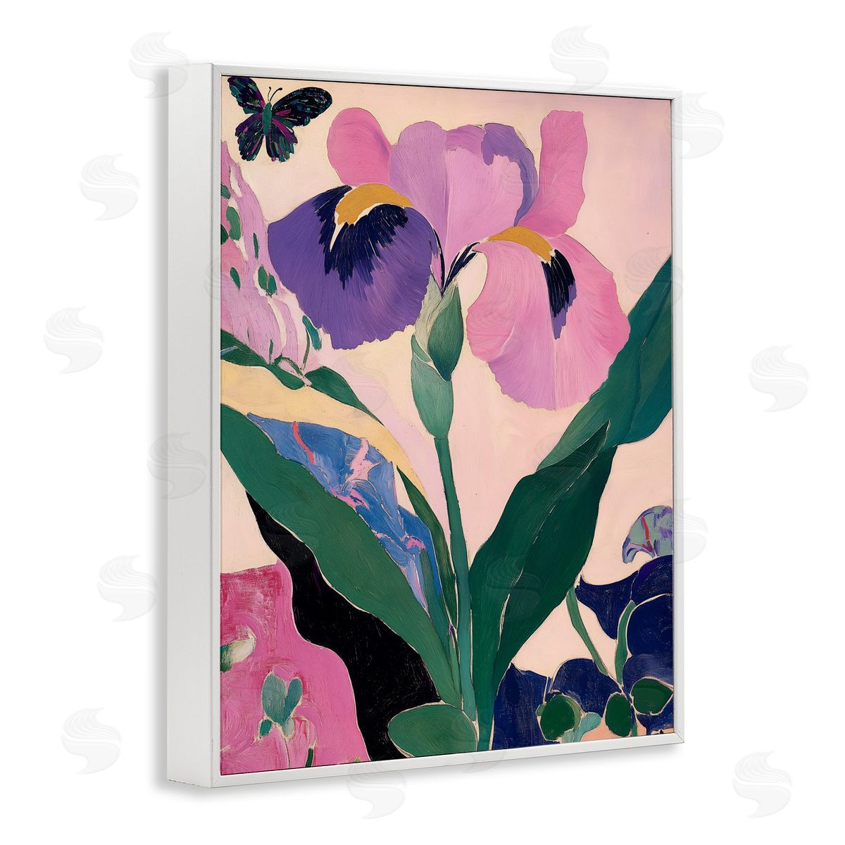 Annabelle Hall Modern Iris Smiles White Framed Giclee Wall Art Print