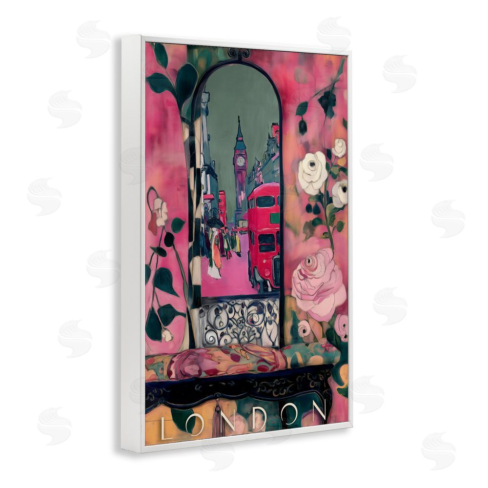 Annabelle Hall London Spring Street View White Framed Giclee Wall Art Print