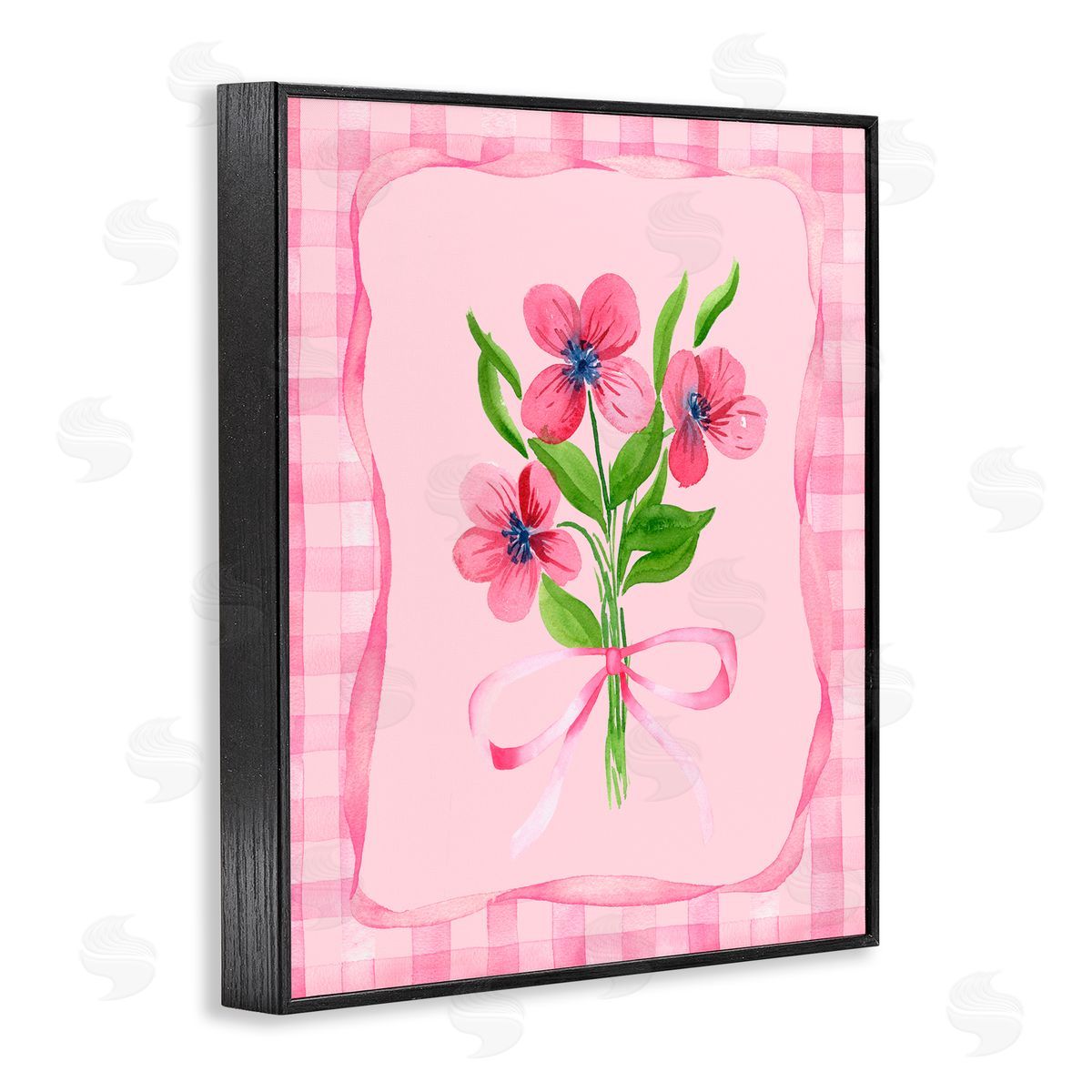 Nina Jacobs Pink Bordered Flower Bundle Black Framed Giclee Print Wall Art