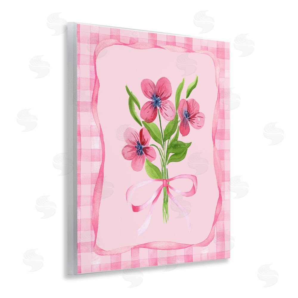 Nina Jacobs Pink Bordered Flower Bundle Wooden Wall Plaque Art Print