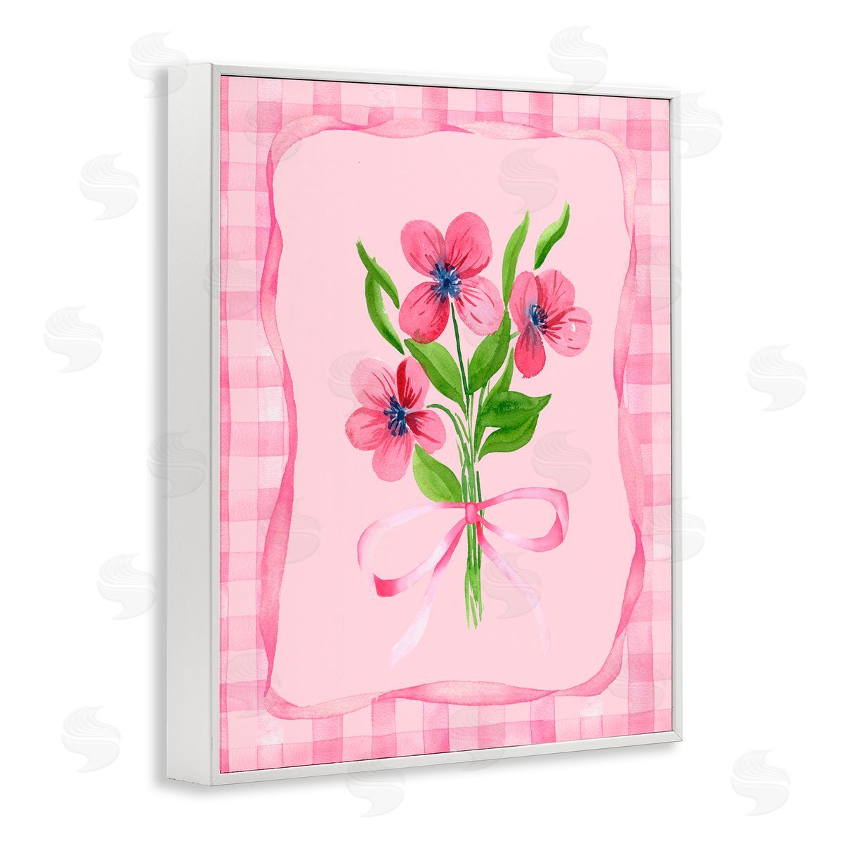 Nina Jacobs Pink Bordered Flower Bundle White Framed Giclee Print Wall Art
