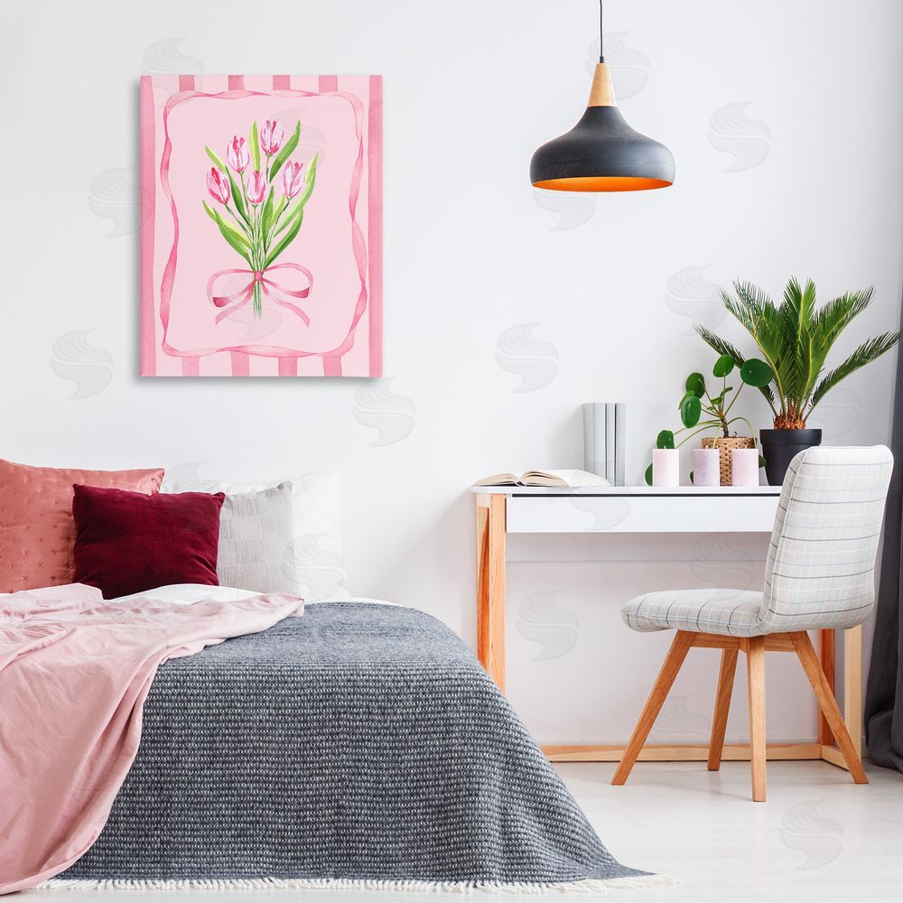 Nina Jacobs Pretty And Sweet Tulips Stretched Canvas Wall Art Print in Room