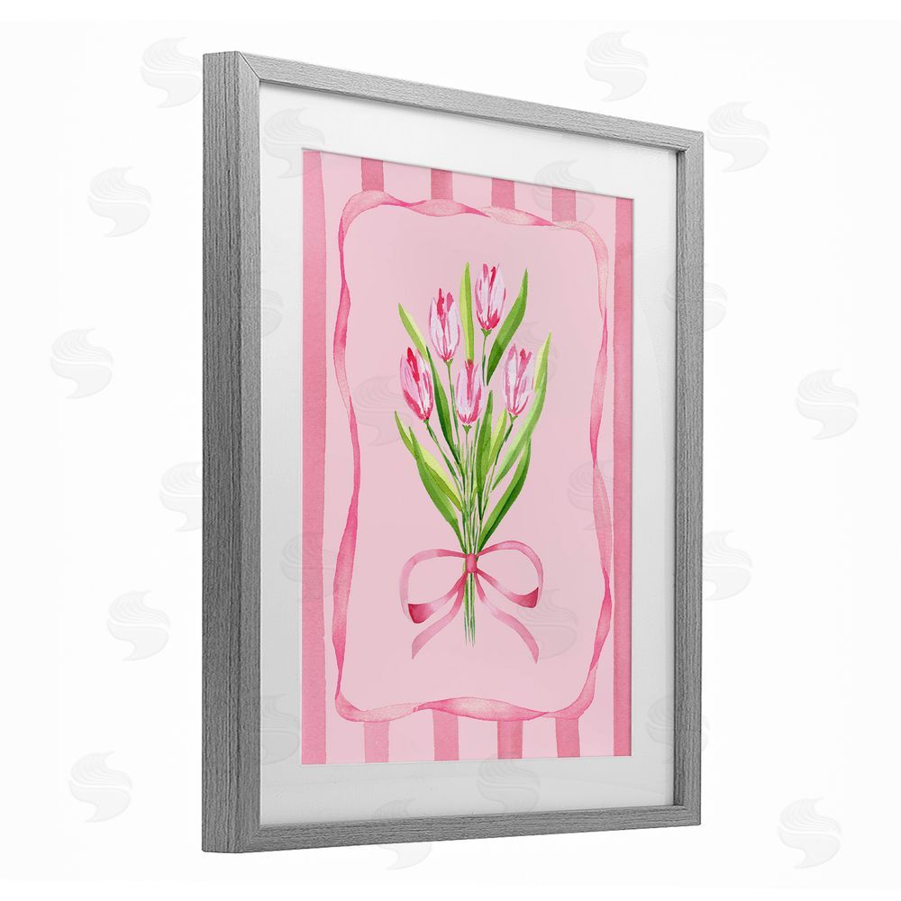 Nina Jacobs Pretty And Sweet Tulips Gray Framed Print Under Glass Wall Art