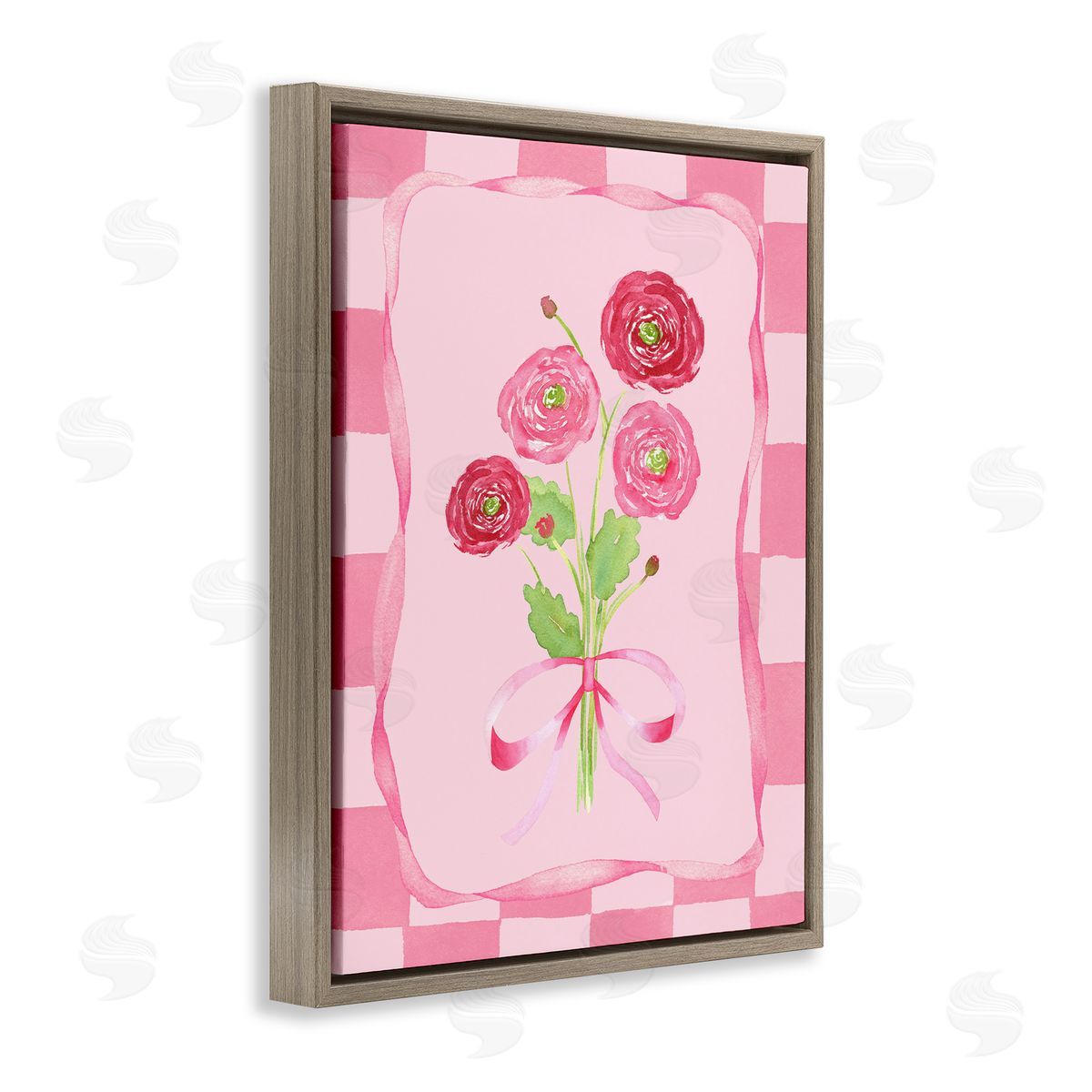 Nina Jacobs Pretty And Sweet Ranunculus Brown Floating Frame Canvas Wall Art Print