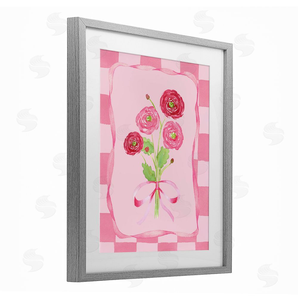 Nina Jacobs Pretty And Sweet Ranunculus Gray Framed Print Under Glass Wall Art