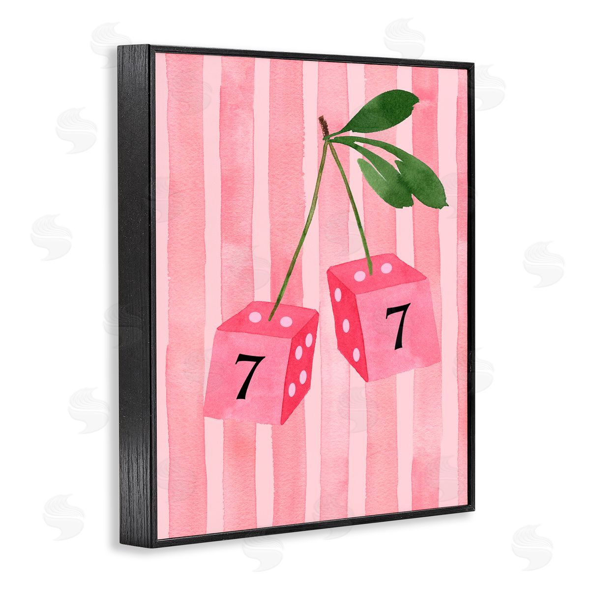 Nina Jacobs Lucky Number 7 Cherry Dice Black Framed Giclee Print Wall Art