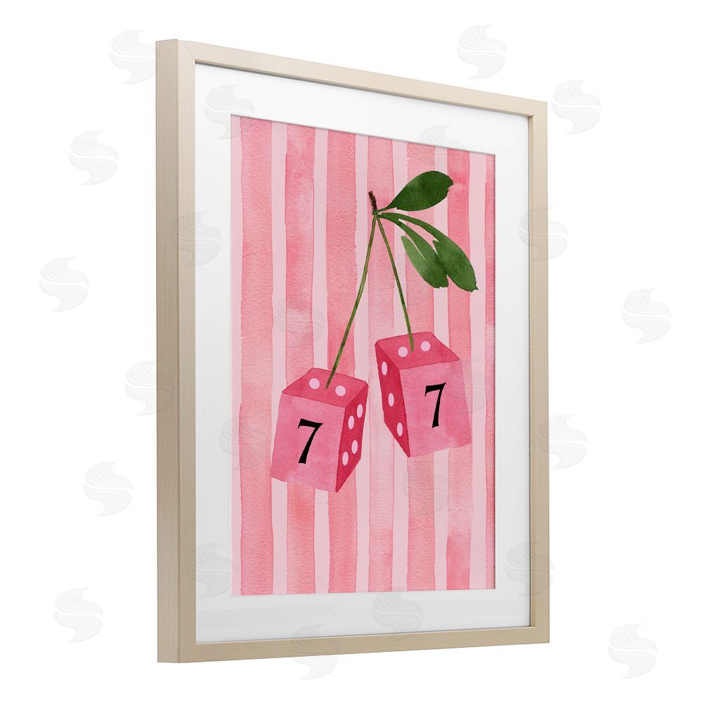 Nina Jacobs Lucky Number 7 Cherry Dice Brown Framed Print Under Glass Wall Art