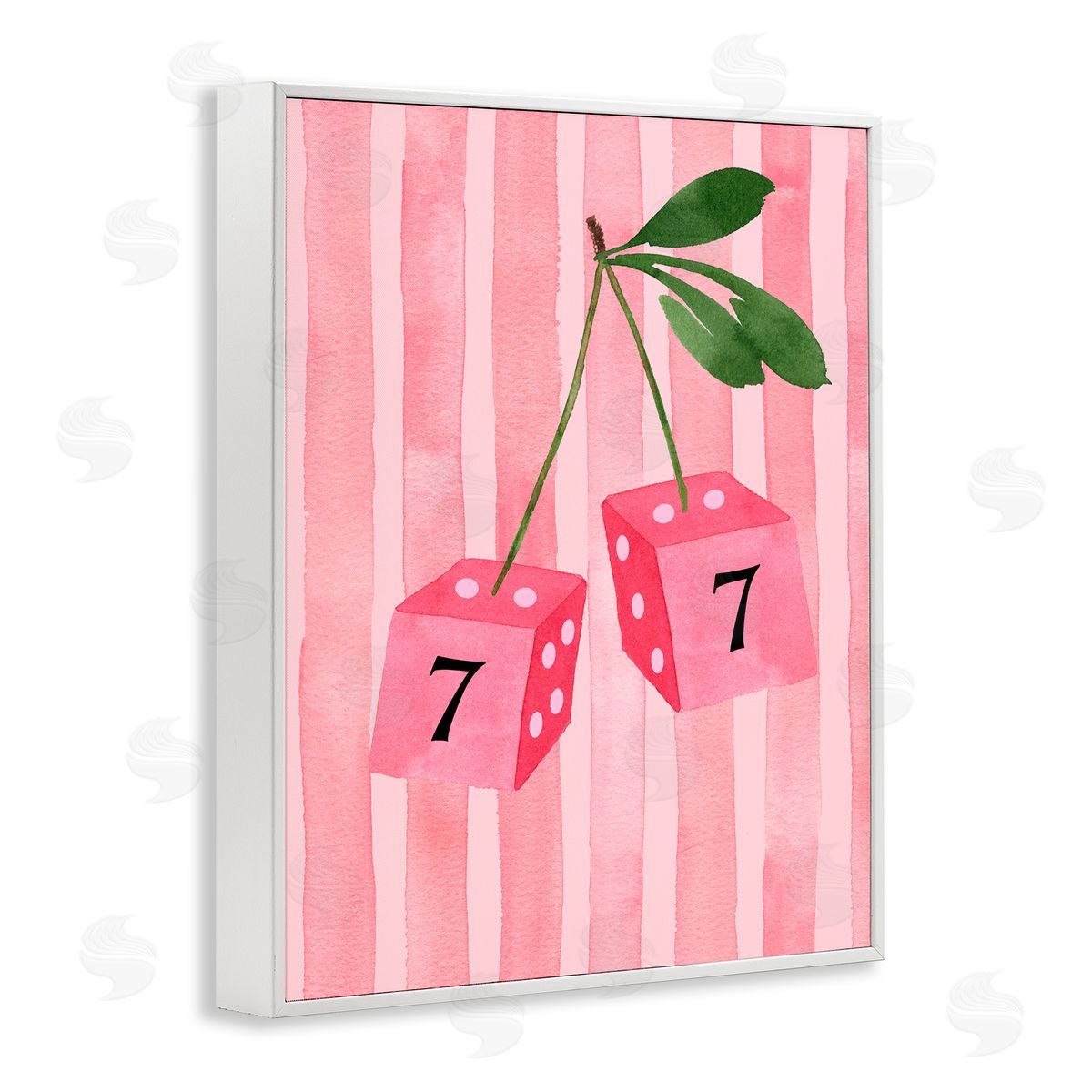Nina Jacobs Lucky Number 7 Cherry Dice White Framed Giclee Print Wall Art