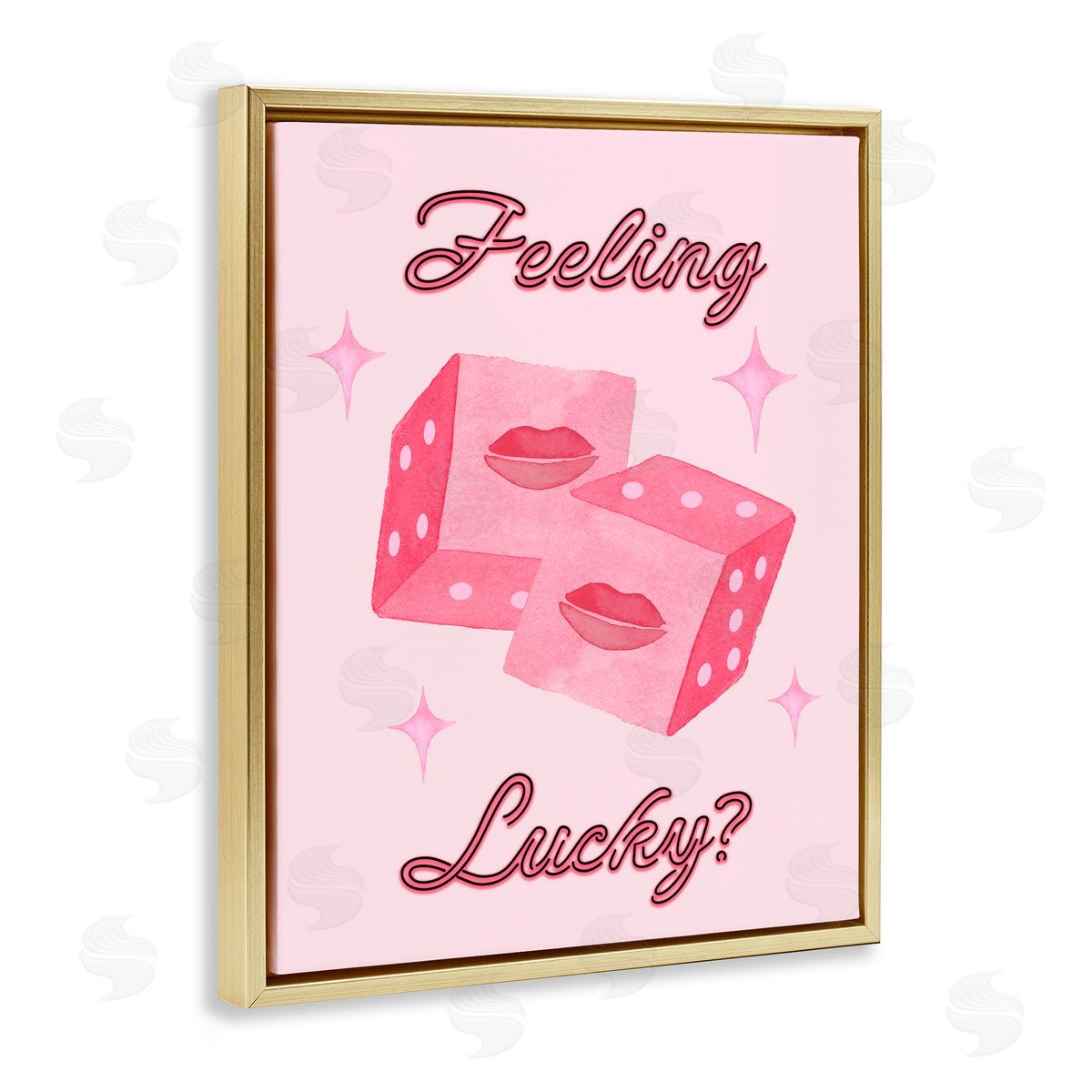 Nina Jacobs Feeling Lucky? Dice Gold Floating Frame Canvas Wall Art Print