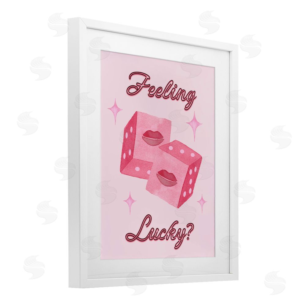 Nina Jacobs Feeling Lucky? Dice White Framed Print Under Glass Wall Art