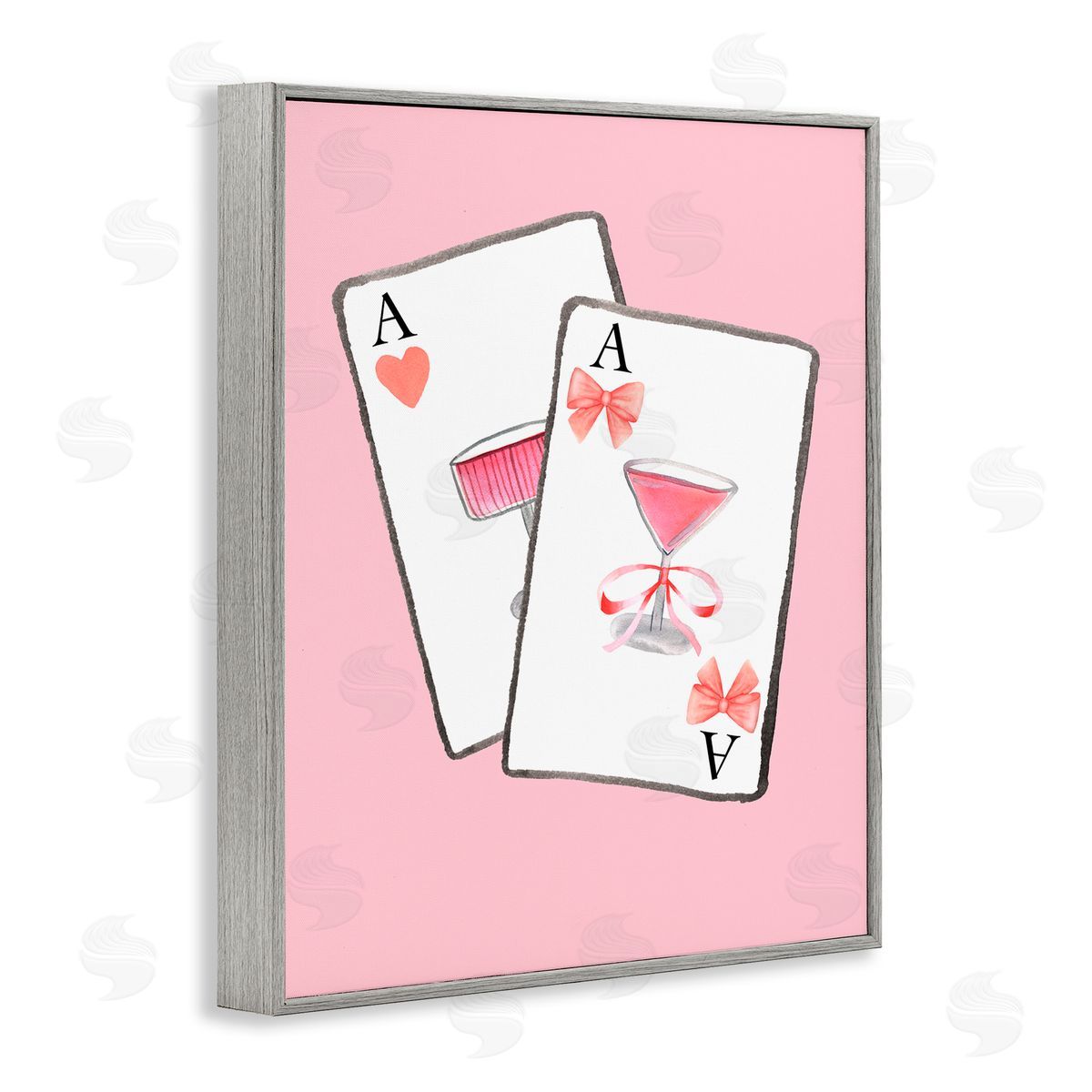 Nina Jacobs Cocktail Aces Cards Gray Framed Giclee Print Wall Art