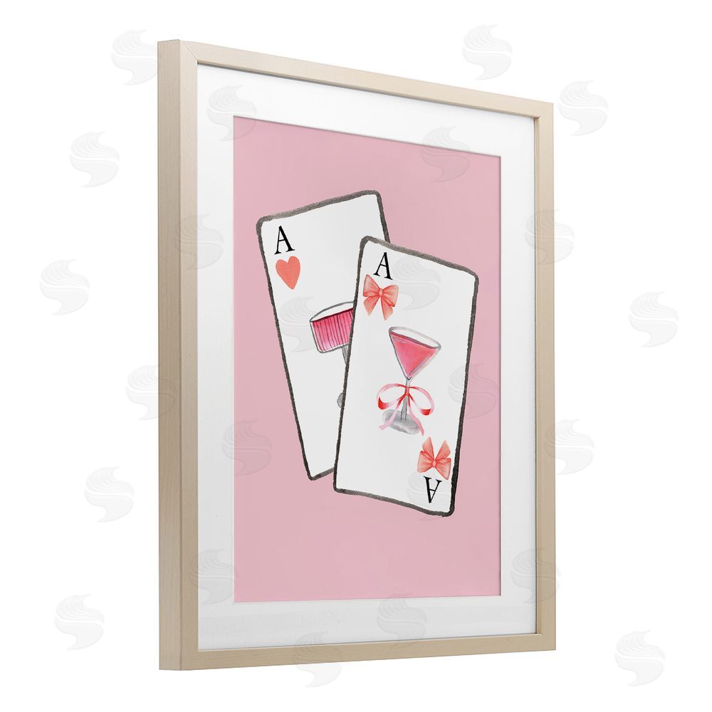 Nina Jacobs Cocktail Aces Cards Brown Framed Print Under Glass Wall Art