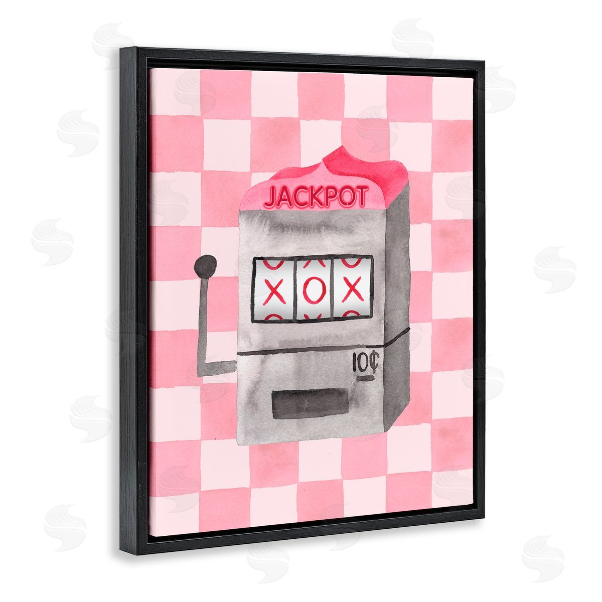 Nina Jacobs Jackpot Slot Machine Black Floating Frame Canvas Wall Art Print