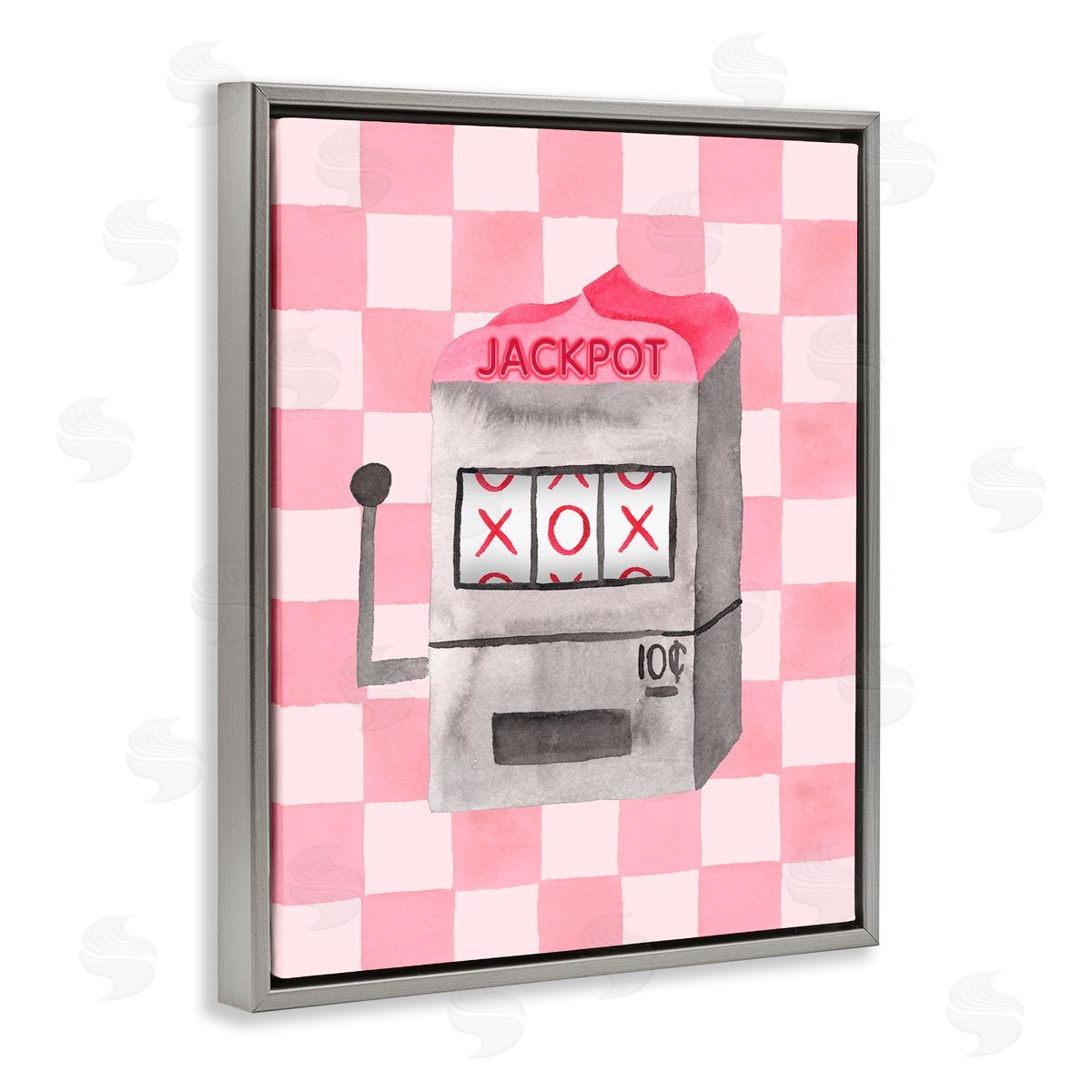 Nina Jacobs Jackpot Slot Machine Gray Floating Frame Canvas Wall Art Print